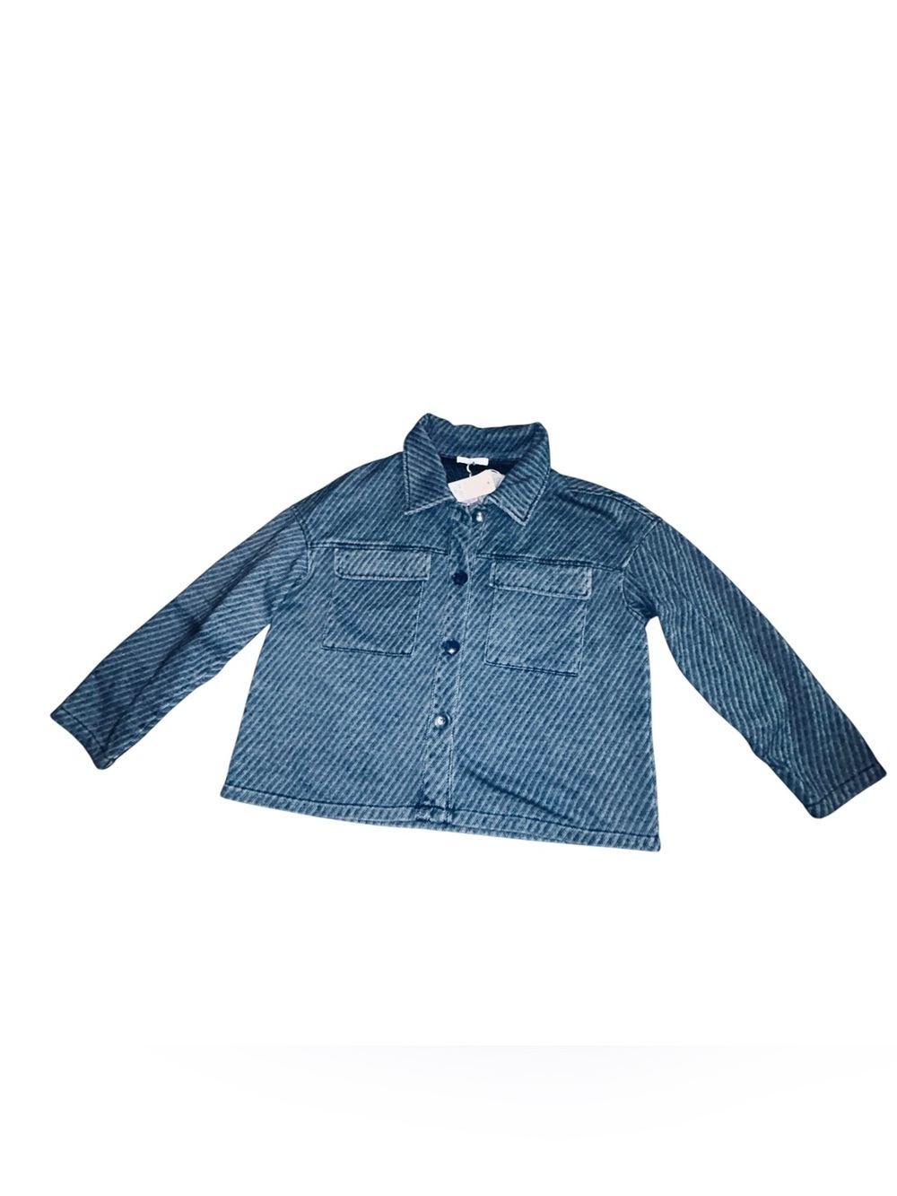 Women’s Solitaire Blue Striped Button-Front shacket size xl